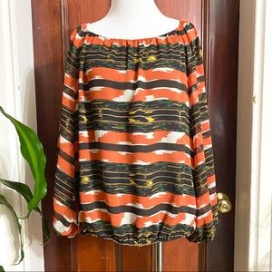 Vince Camuto blouse brown orange white stripe top